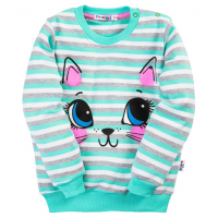 20-782205 "MEOW" Джемпер для девочки, 2-5 лет, полоска/ментоловый 20-782205 "MEOW" Джемпер для девочки, 2-5 лет, полоска/ментоловый